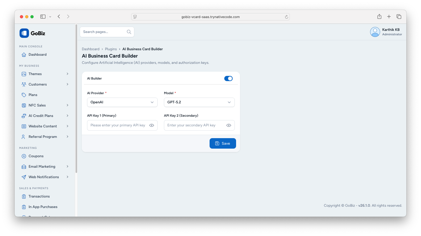 AI Builder Settings