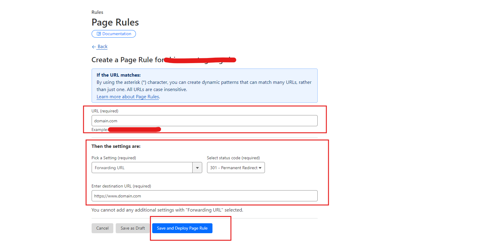 Page Rules Tab