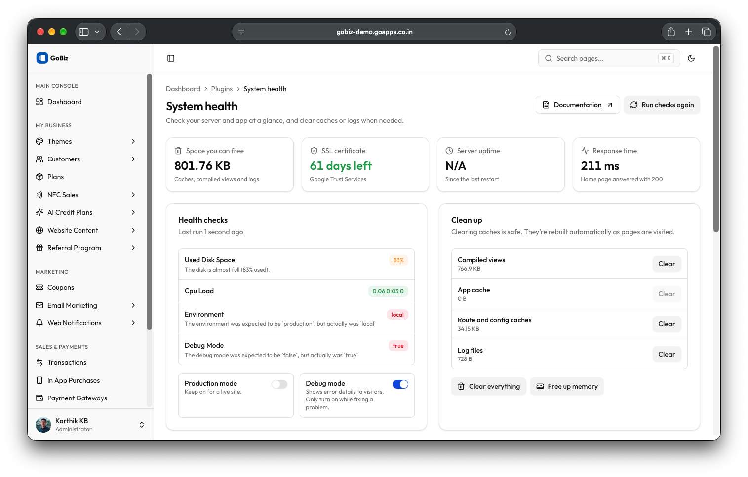 System Health Dashboard