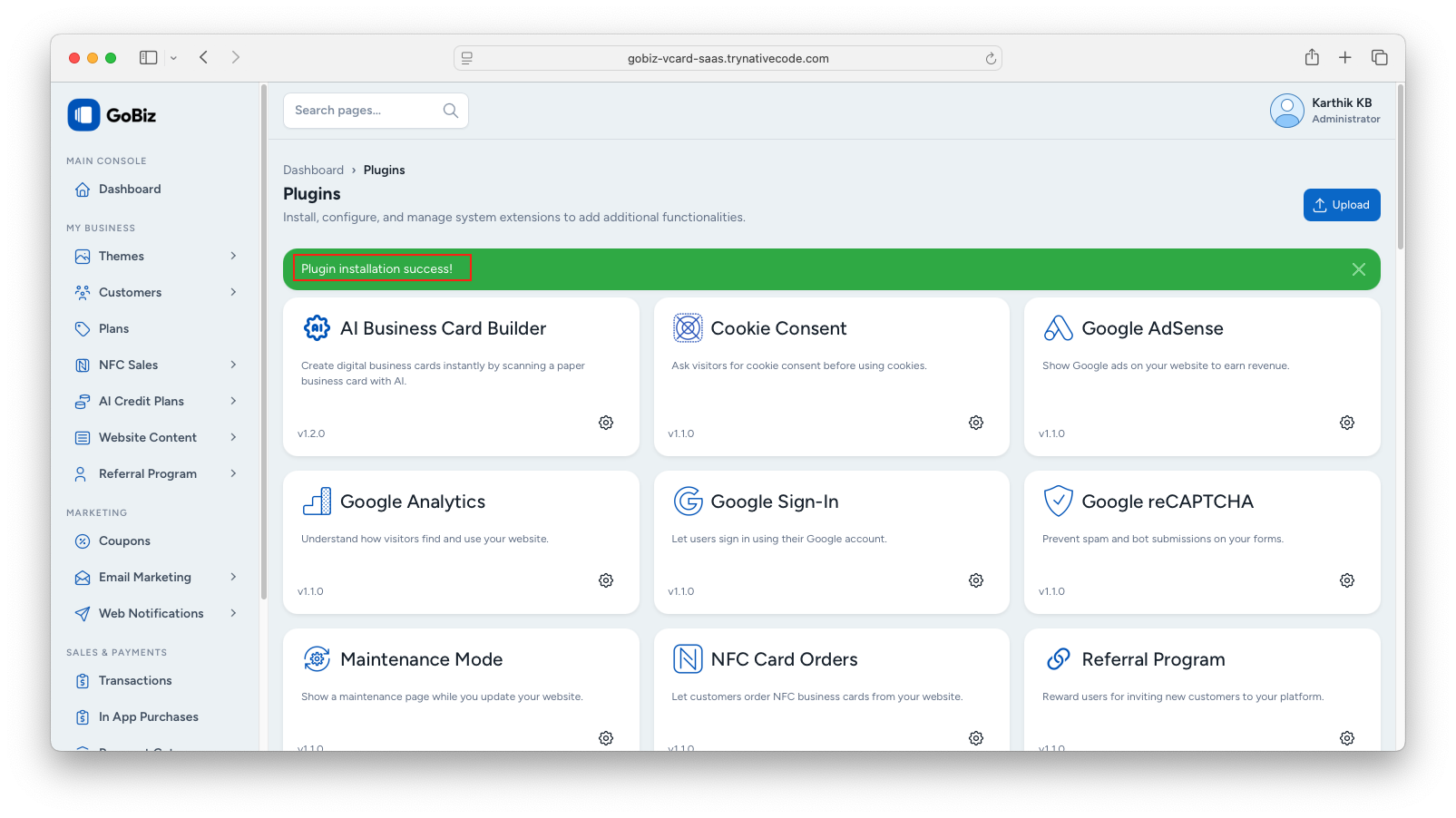 gobiz coinbase plugin installation