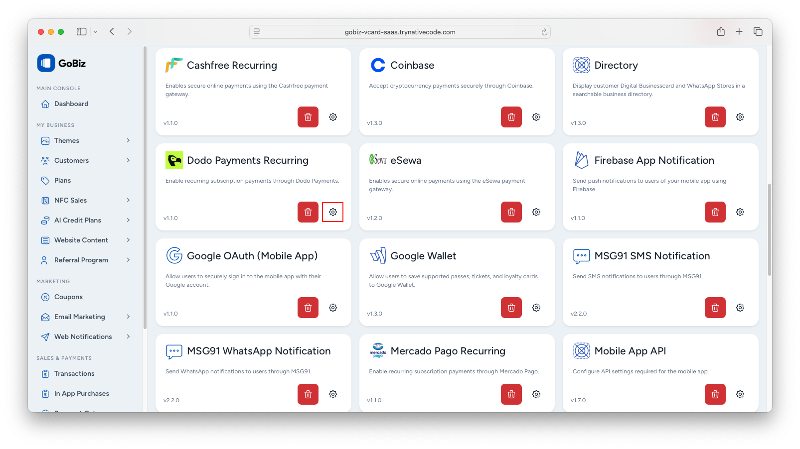dodo plugin settings