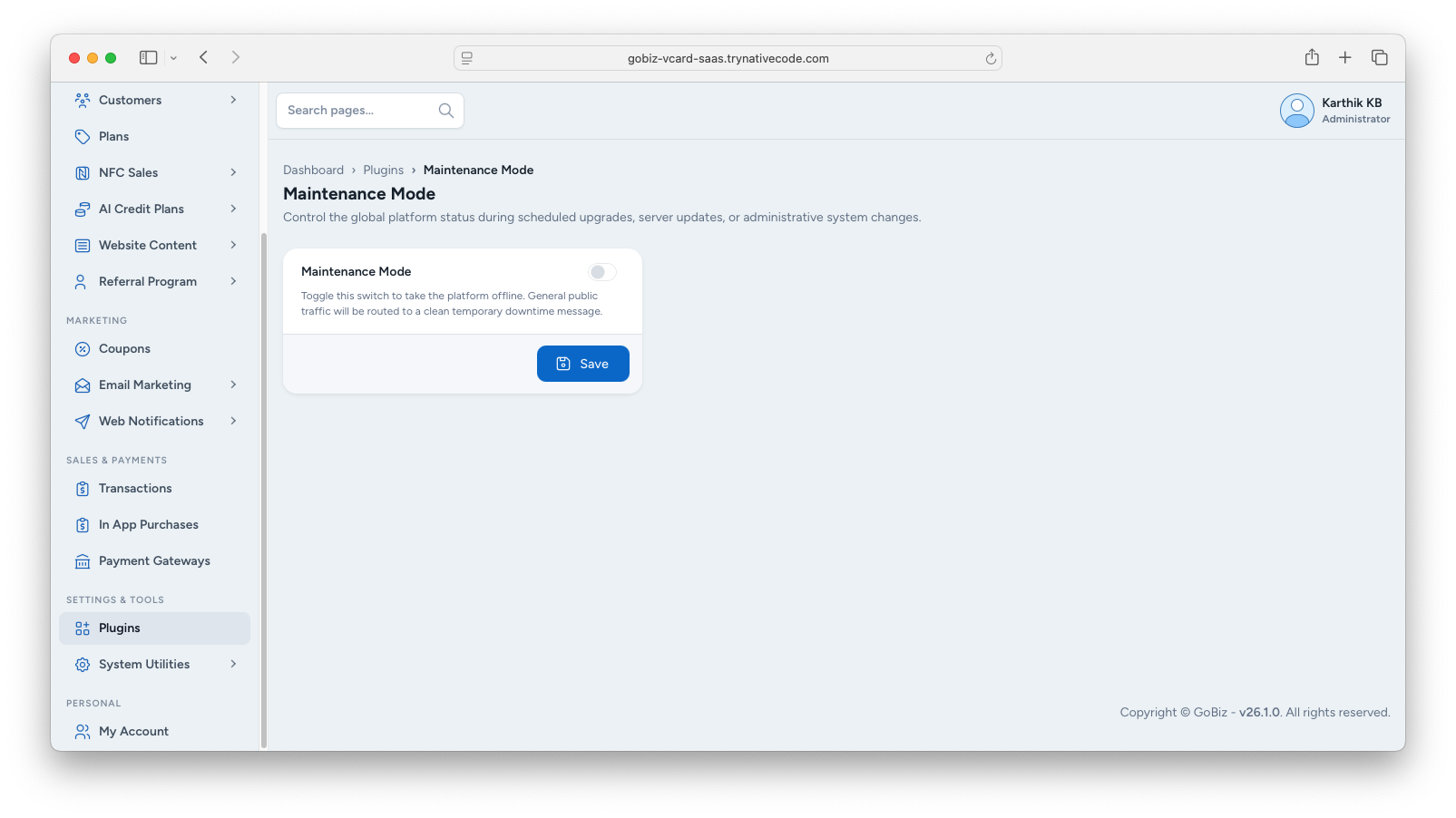 Maintenance Mode Settings