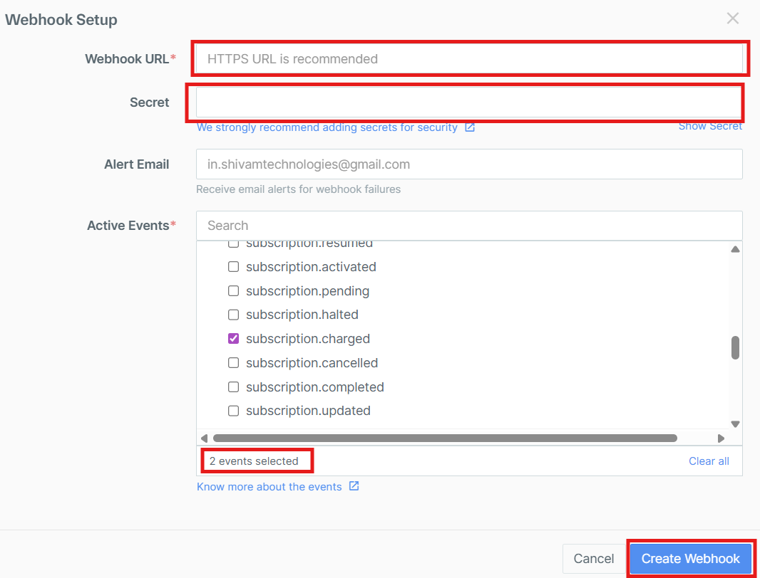Razorpay Webhook Events