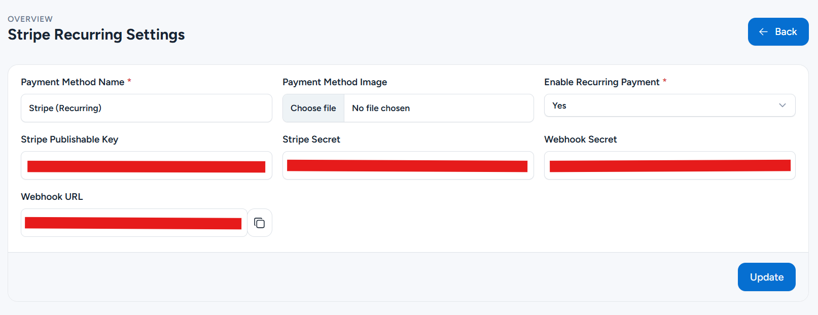 Stripe Recurring Configuration