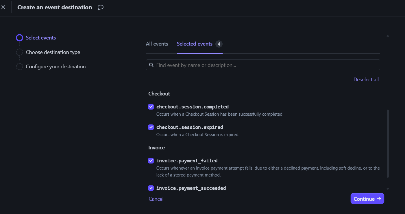 stripe Webhook Events