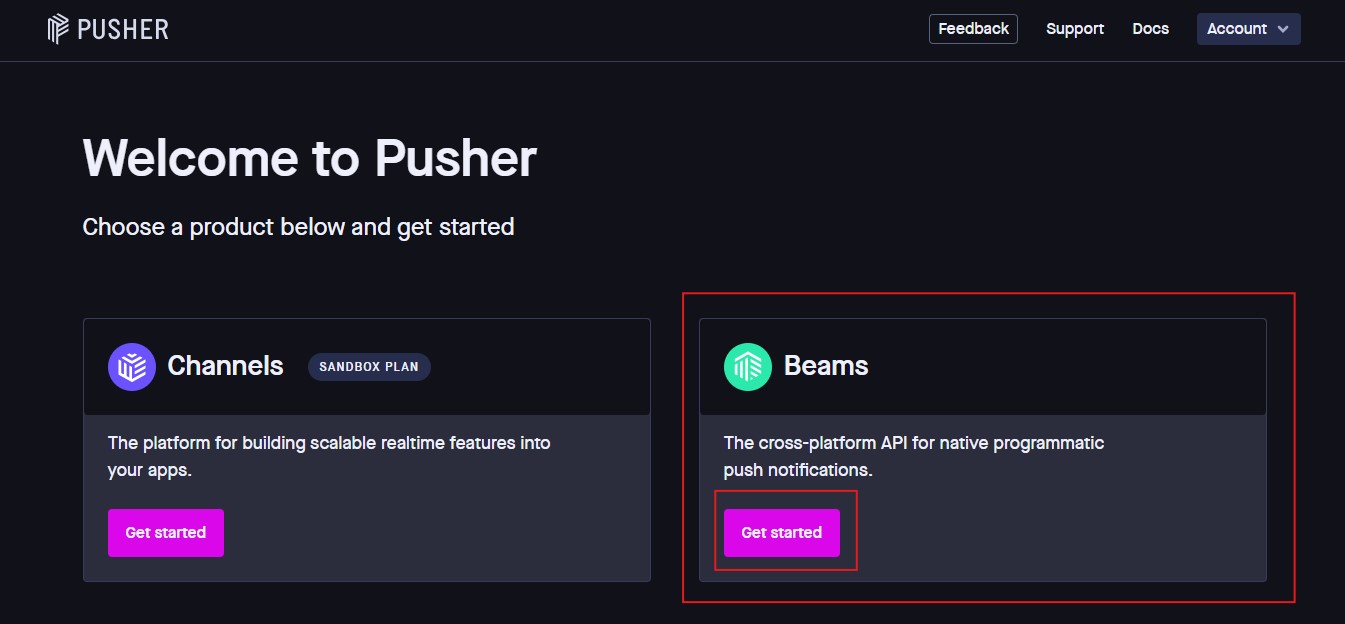 Pusher Beams Account